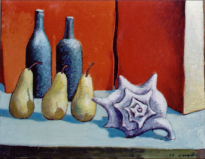 Nature morte fond rouge